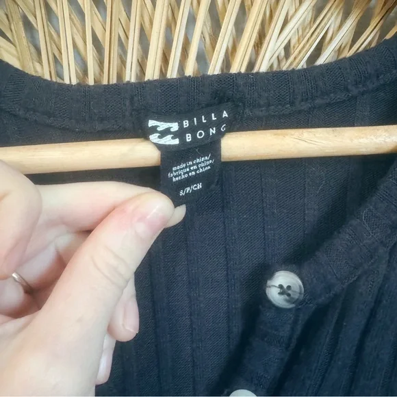 Billabong Black Ribbed Long Sleeve Dress SZ S - Picture 6 of 7